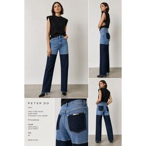 Peter Do Two Tone Jeans SS21 High Rise Straight Leg IT40 NWT Minimalist Denim